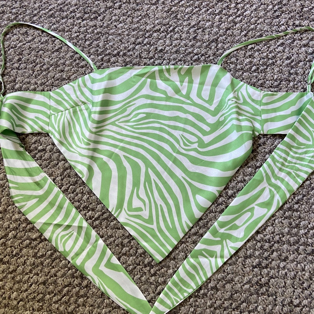Green zebra print scarf style top